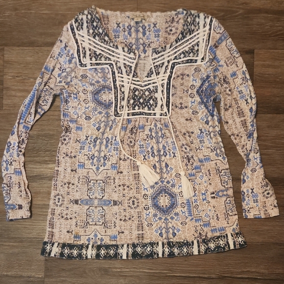 Lucky Brand Long-Sleeve Patterned Blouse - Size Small - Picture 1 of 9
